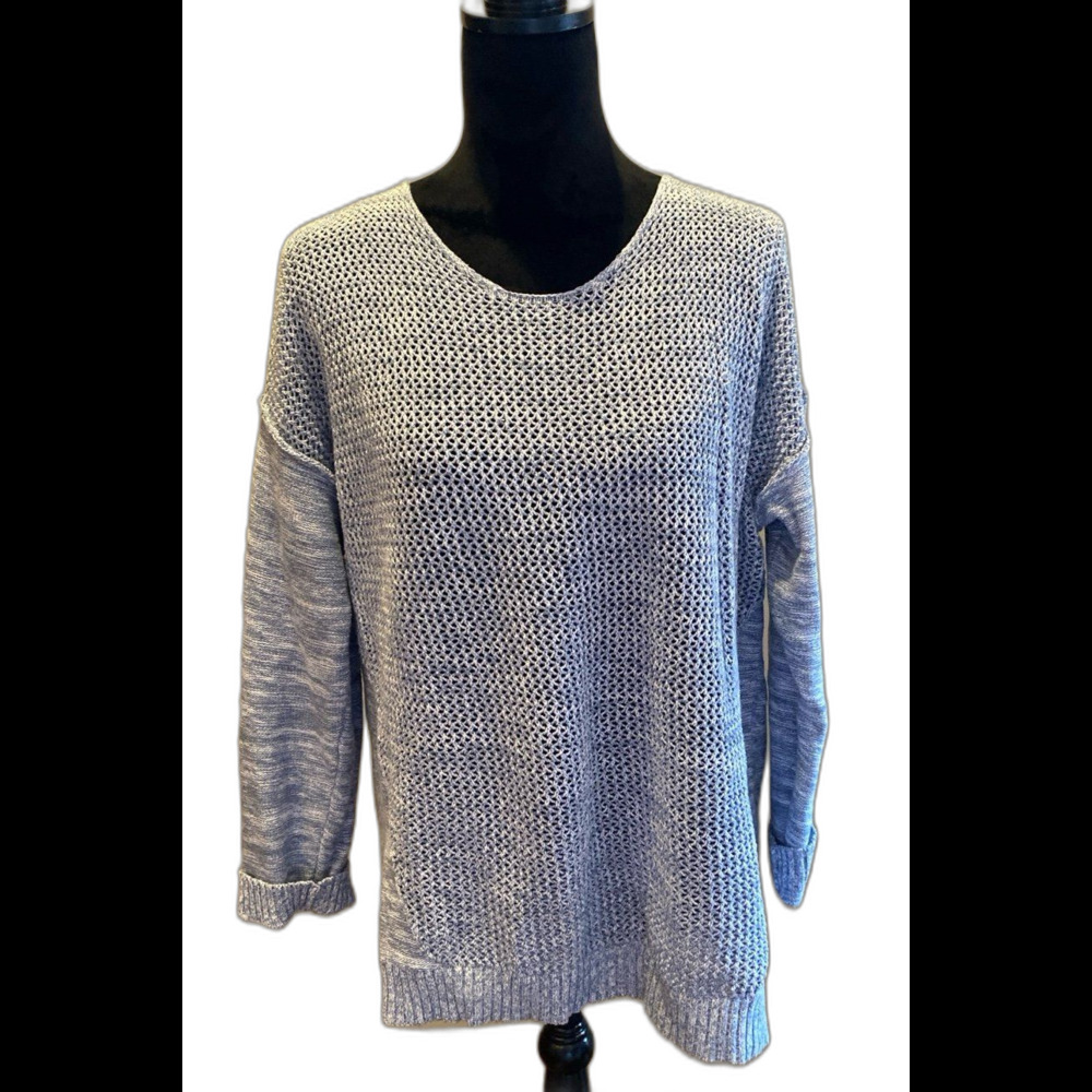 Lane Bryant Sweater Sz  14 / 16 Blue Open Weave  Rounded  Neck‎  Raglan Sleeve